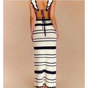 Perpetual Knit Contrast Maxi Dress Set- Black And White